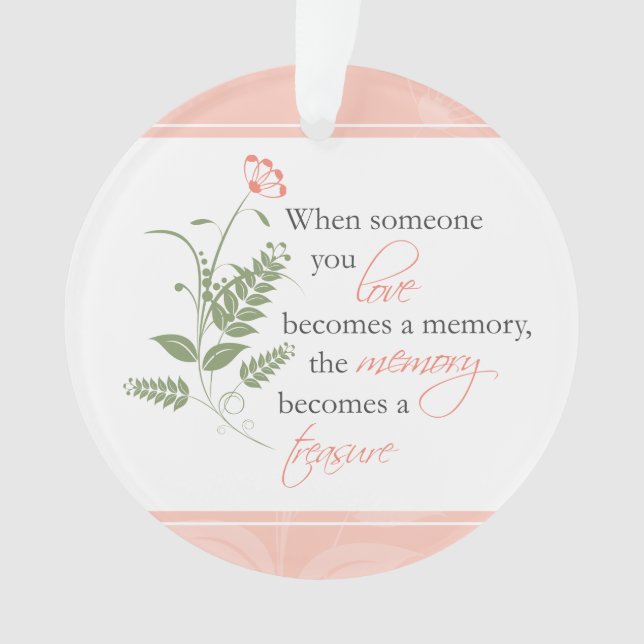 Treasured Memories Sympathy Bereavement Ornament (Front)