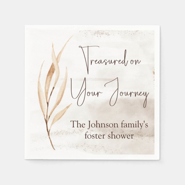 "Treasured on Your Journey" Foster Care Shower  Napkin (Front)