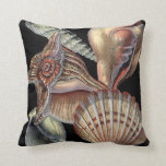 Treasures of the Sea Cushion<br><div class="desc">This art print displays the finest things in nature within the ocean. Find all the different types of sea life in this image including a Conch Seashell,  Sand Dollars,  and Reefs buried deep in the sea. This art collection is a must have in your next Zazzle products.</div>
