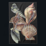 Treasures of the Sea Tea Towel<br><div class="desc">This art print displays the finest things in nature within the ocean. Find all the different types of sea life in this image including a Conch Seashell,  Sand Dollars,  and Reefs buried deep in the sea. This art collection is a must have in your next Zazzle products.</div>