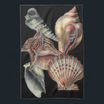 Treasures of the Sea Tea Towel<br><div class="desc">This art print displays the finest things in nature within the ocean. Find all the different types of sea life in this image including a Conch Seashell,  Sand Dollars,  and Reefs buried deep in the sea. This art collection is a must have in your next Zazzle products.</div>
