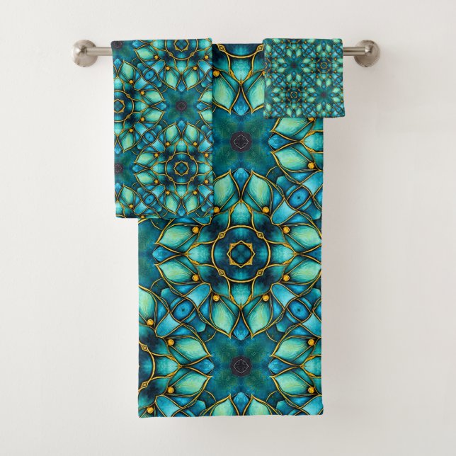 Treasures of Turquoise Bath Towel Set (Insitu)