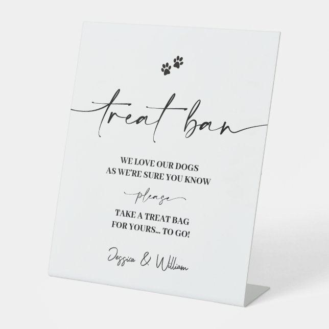 Treat Bar Sign | Dog Treat Wedding Favours Sign (Front)