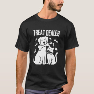 Treat Dealer Funny Dog and Cat Pet Lover Cartoon H T-Shirt