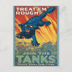 Treat 'Em Rough - Join The Tanks  Postcard