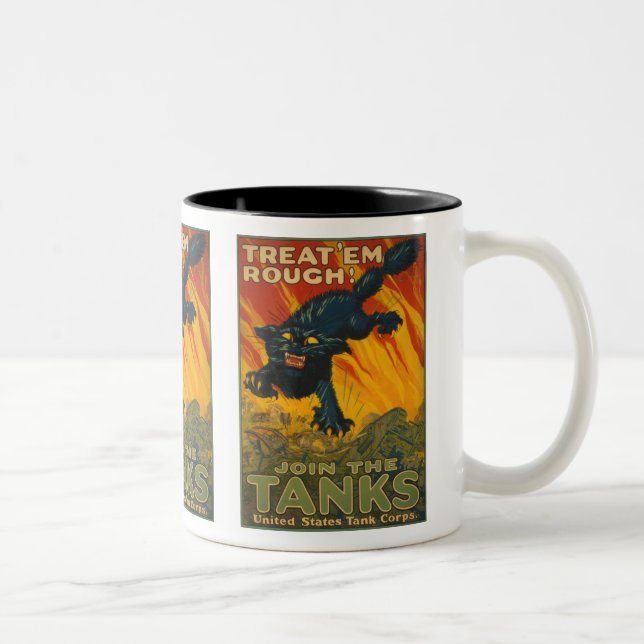 Treat 'em Rough - Join the Tanks Two-Tone Coffee Mug (Right)
