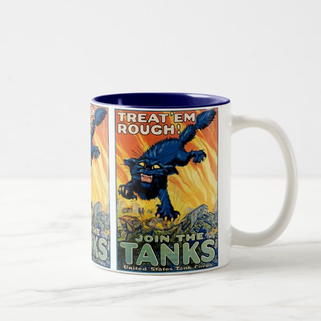 Treat 'em Rough - Join the Tanks Two-Tone Coffee Mug (Right)