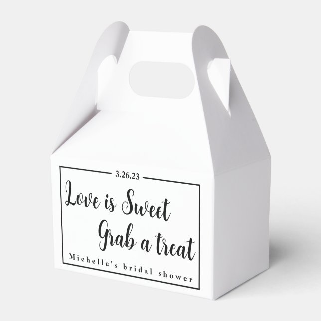 Treat favour box Love Is Sweet Grab a Treat simple (Front Side)
