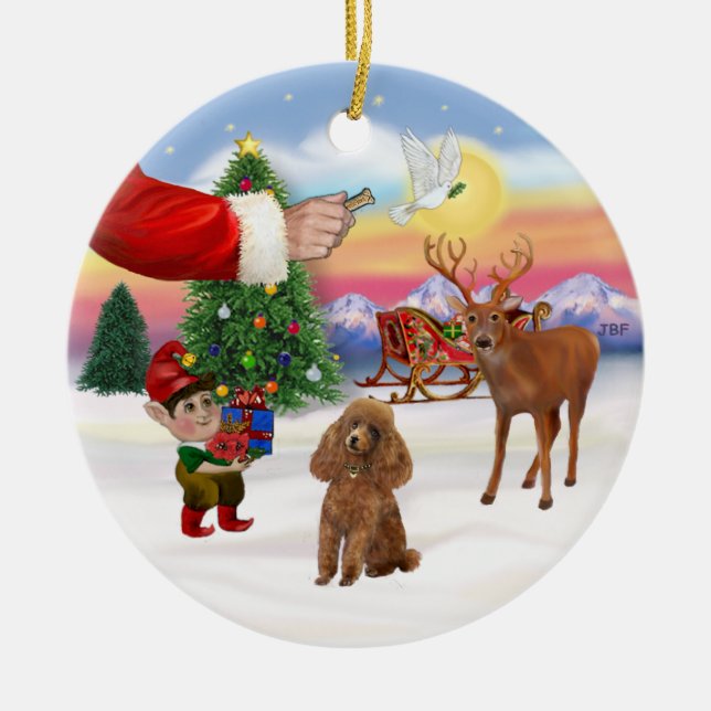 Treat for a Apricot Poodle (Toy) Ceramic Tree Decoration (Front)