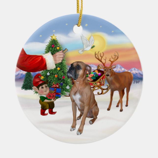 Treat for a Boxer Ceramic Tree Decoration (Front)