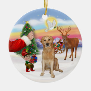 Treat for a Golden Retriever (K) Ceramic Tree Decoration