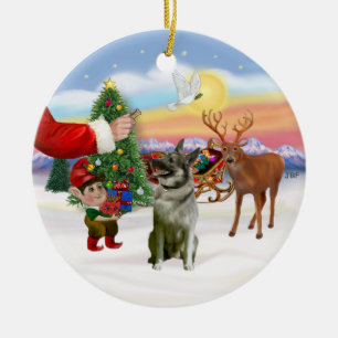 Treat for a Norwegian Elkhound Ceramic Tree Decoration