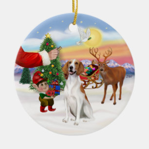 Treat for an American Fox Hound Ceramic Tree Decoration