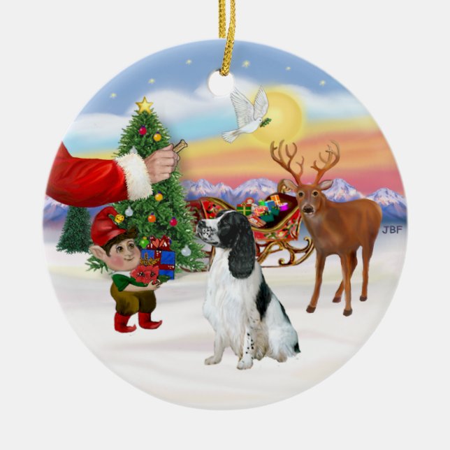 Treat for an English Springer Spaniel Ceramic Tree Decoration (Front)