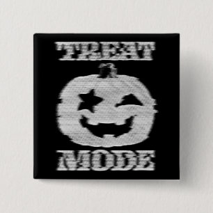 Treat Mode Glitchy Pumpkin 15 Cm Square Badge