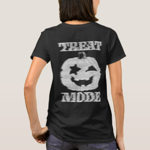 Treat Mode Glitchy Pumpkin Front & Back T-Shirt