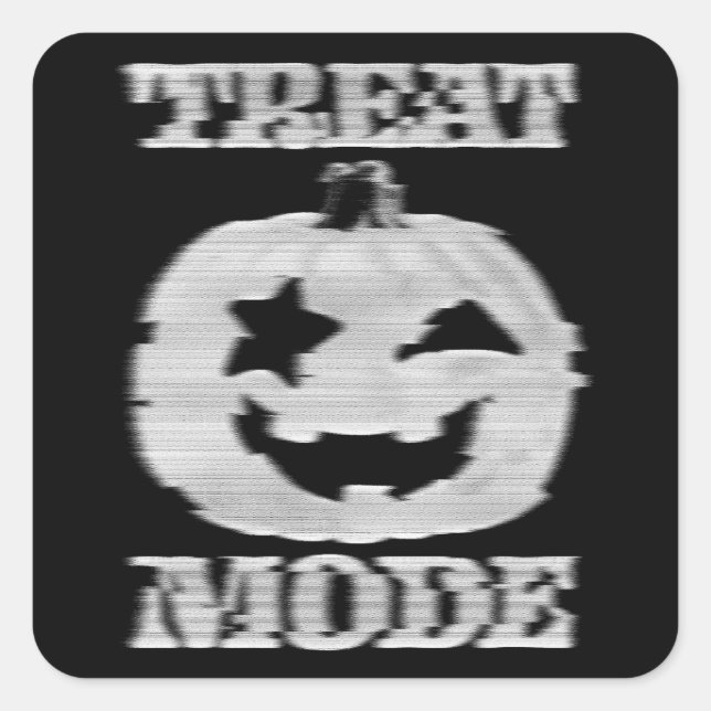 Treat Mode Glitchy Pumpkin Square Sticker (Front)