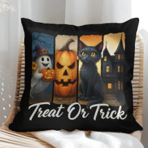 "Treat or Trick" Halloween Brush Stroke Cat