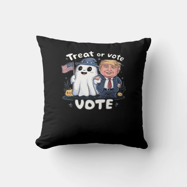 Treat Or Vote, Spooky Trumpkin, Halloween Graphic, Cushion (Front)