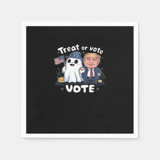 Treat Or Vote, Spooky Trumpkin, Halloween Graphic, Napkin (Front)