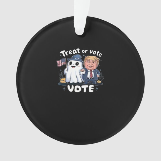 Treat Or Vote, Spooky Trumpkin, Halloween Graphic, Ornament (Front)