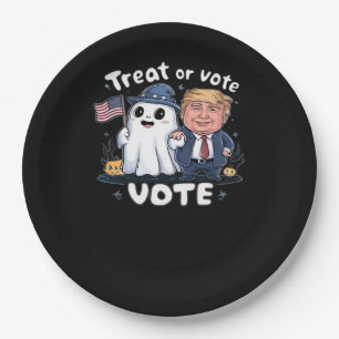 Treat Or Vote, Spooky Trumpkin, Halloween Graphic, Paper Plate