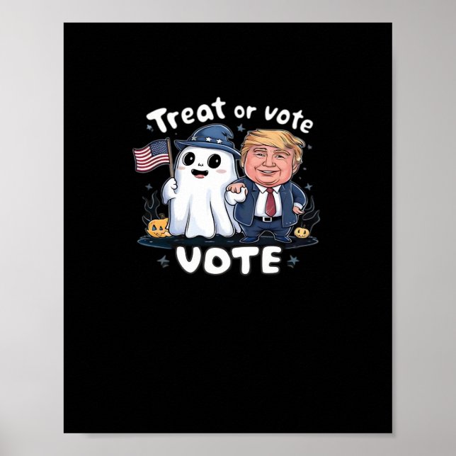 Treat Or Vote, Spooky Trumpkin, Halloween Graphic, Poster (Front)