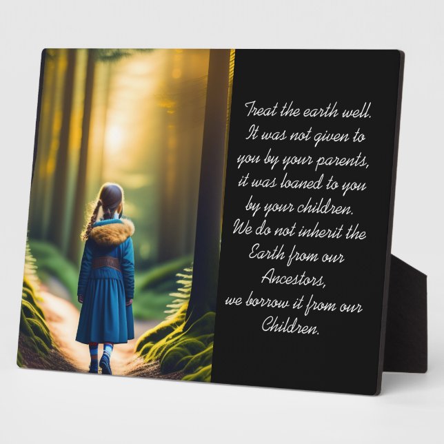 Treat the Earth Well | Forest Girl Tabletop Plaque (Side)