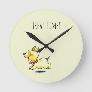 Treat Time! Cute Running Dog Design Round Clock
