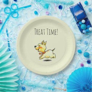 Treat Time! Cute Running Puppy Dog Paper Plate