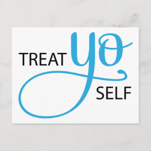 Treat Yo Self Blue Postcard