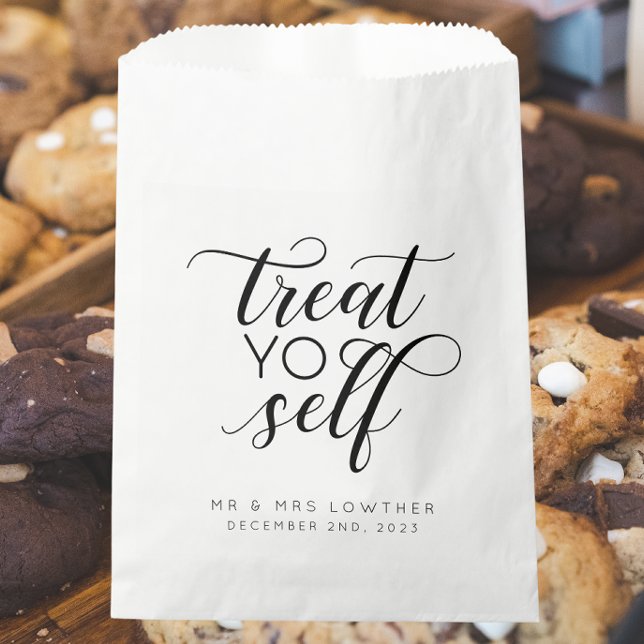 Treat Yo Self Calligraphy Style Wedding Favor Bags (Creator Uploaded)