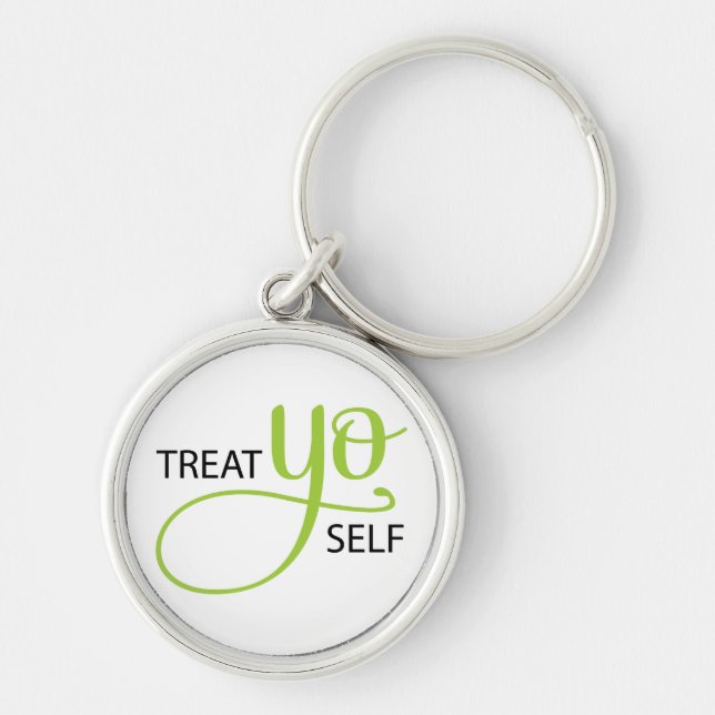 Treat Yo Self Lime Key Ring (Front)