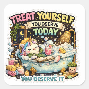 Treat Yourself Unicorn Sticker Cute Self Care