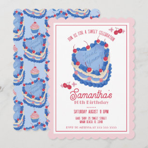 Treat Yourself Vintage Cake Birthday Invitation
