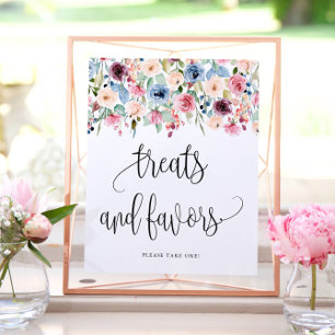Treats + Favors Watercolor Flower Bloom  Poster
