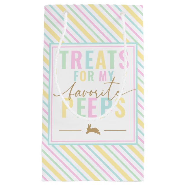 Treats For My Peeps Easter Bunny Pastel Stripe Small Gift Bag (Front)