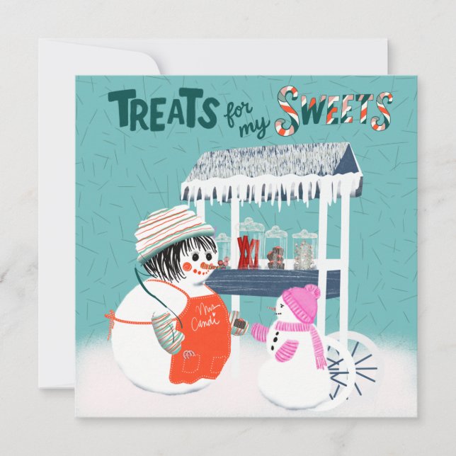 Treats For My Sweets SnowWoman and Child Holiday C Invitation (Front)