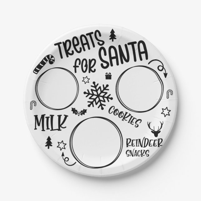 Treats for Santa Christmas Paper Plate (Front)