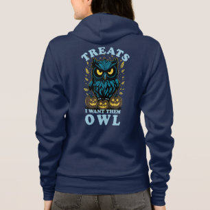 Treats I Want Them Owl Halloween Hoodie