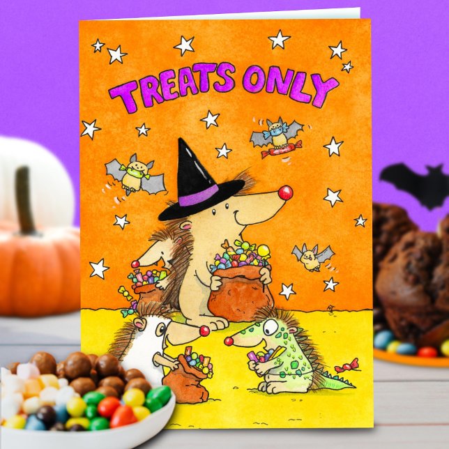 Treats Only - Cute Halloween Hedgehogs  Card (Creator Uploaded)