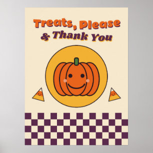 Treats, Please & Thank You Retro Halloween Poster