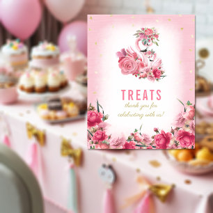 Treats Sign Baby Shower Pink Flamingo Ballerina