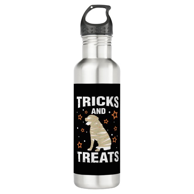 Treats Tricks Rottweiler Halloween Costume Mummy 710 Ml Water Bottle (Front)