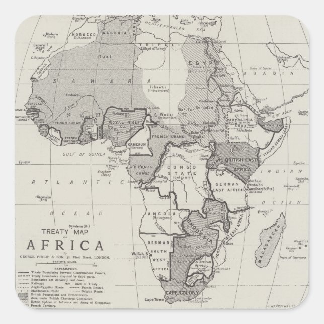 Treaty Map of Africa Square Sticker (Front)
