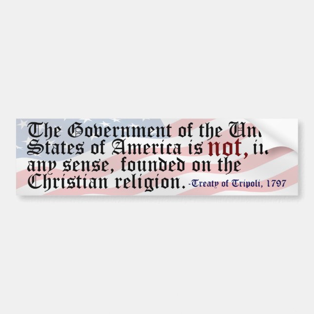 Treaty of Tripoli Freethought Bumper Sticker (Front)