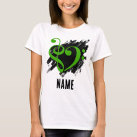 Treble and Bass Clef Heart Green Customisable