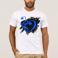Treble and Bass Clef Musical Heart Royal Blue
