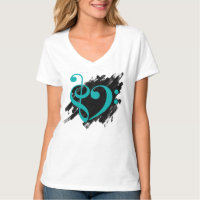 Treble and Bass Clef Musical Heart Turquoise