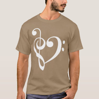 Treble Bass Clef Heart Music Love Orch Dork Band N T-Shirt